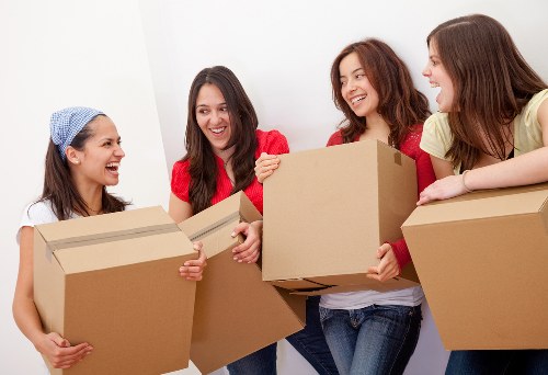 Household boxes and furniture prepared for loading
