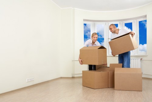 Boxes and furniture being loaded into a moving truck for a Tufnell Park relocation