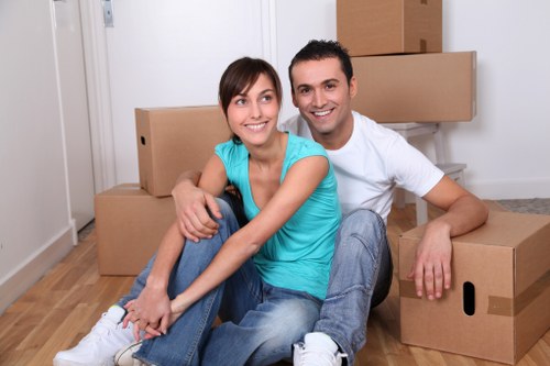 Packed boxes and furniture ready for collection in Tufnell Park