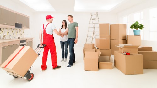 Packed boxes and furniture ready for a local move in Tufnell Park