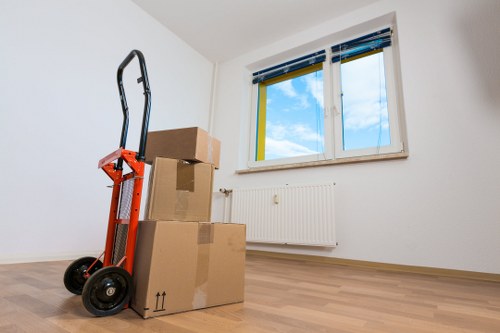 Local removals team handling boxes and household items in north London